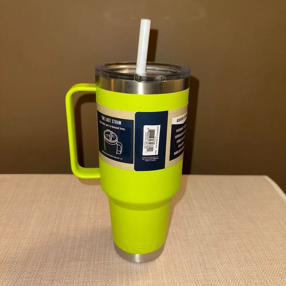 Yeti Rambler Mug 42oz Chartreuse NWT Discontinued HTF Straw Lid Authentic